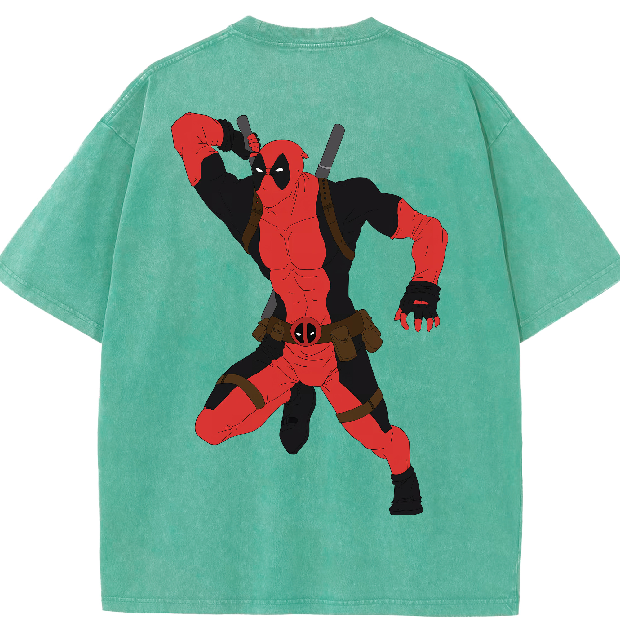 （画像用） Deadpool デッドプール 綿100% ヴィンテージ風 半袖Tシャツ（背面プリント）